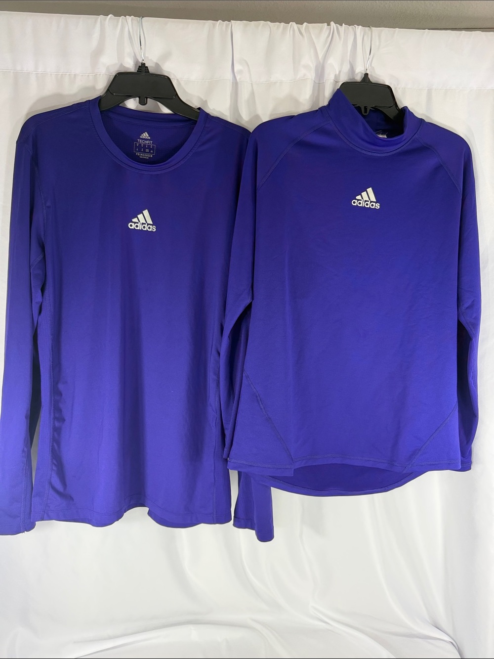 Mens XL adidas Purple Long-Sleeve athletic shirts, high neck is thermal both $30